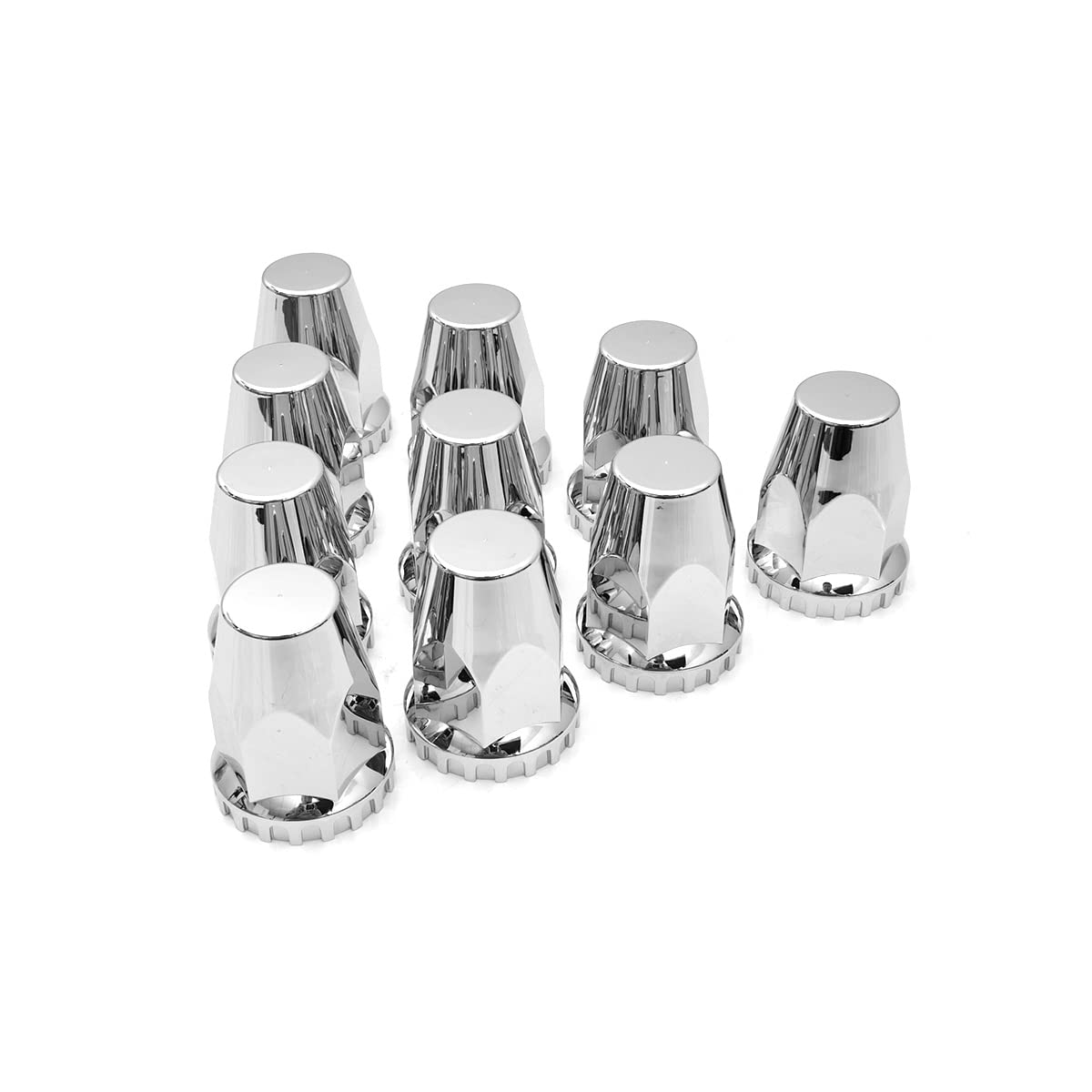 High Soar 33mm Chrome Lug Nut Covers, Thread-On ABS Wheel Axle Nut Caps for Semi Trucks, Cylinder Style Hubcap Accessories, 10 Pack - RoadWest Truck Parts