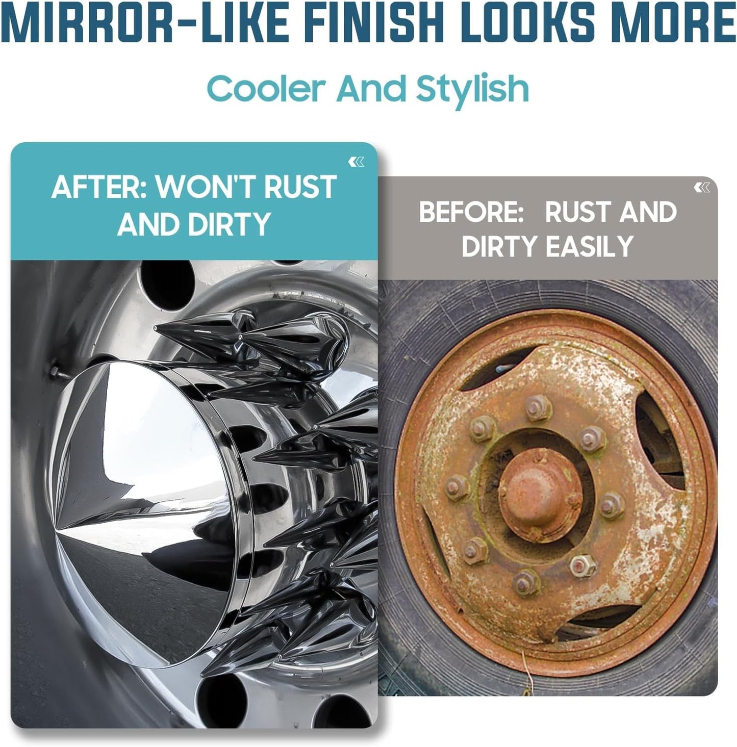 Semi Truck 33mm Front Hub Wheel Alxe Covers Chrome Lug Nuts Covers Spiked