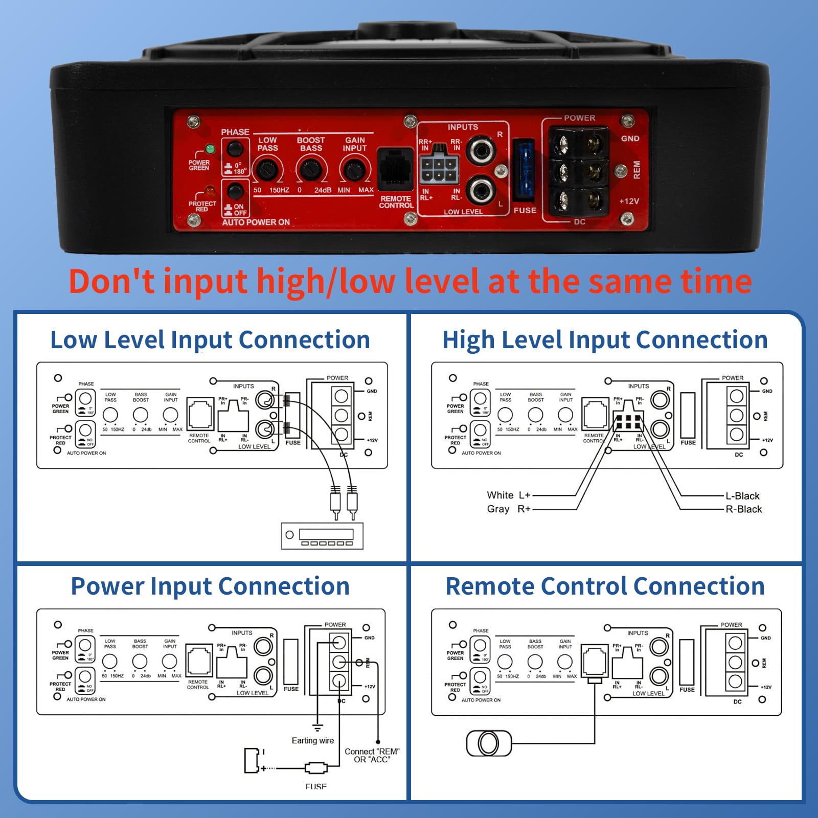 10" Slim Underseat Powered Subwoofer 1200W – Built - in Amp, Blue LED - RoadWest Truck Parts - B0FT3TNVX2 - High Soar