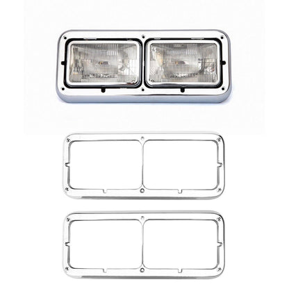 LED Headlight Bezel For Peterbilt 378/379 Chrome LED Headlight Bezel  – LED w/ 12" Amber Strip (3-2048-3)