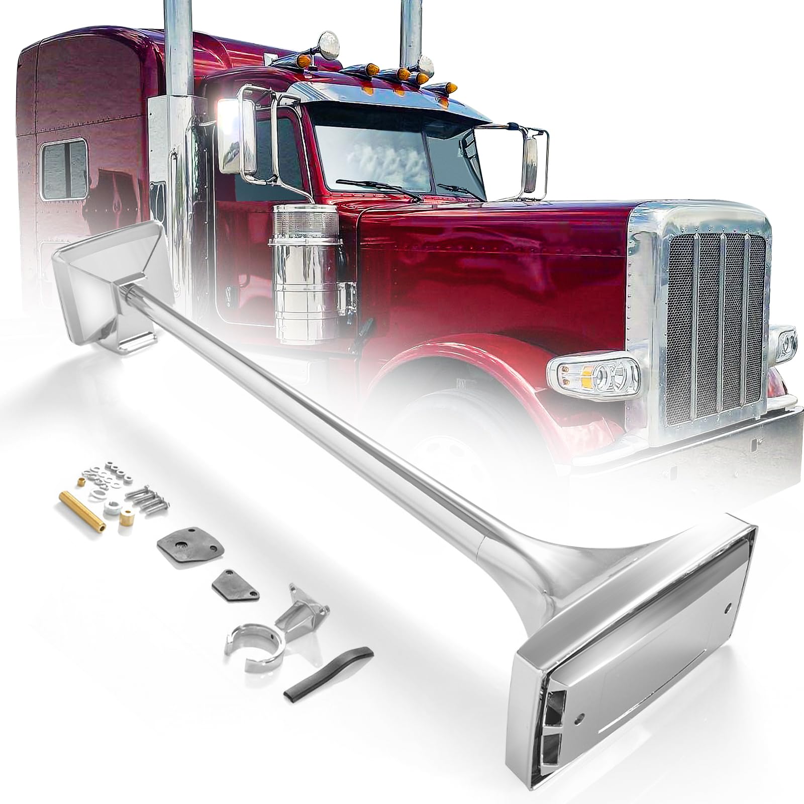 12V 150dB Single Trumpet Air Horn – Chrome Plated, Waterproof (Universal) - RoadWest Truck Parts - B0B9H1KWP4 - High Soar