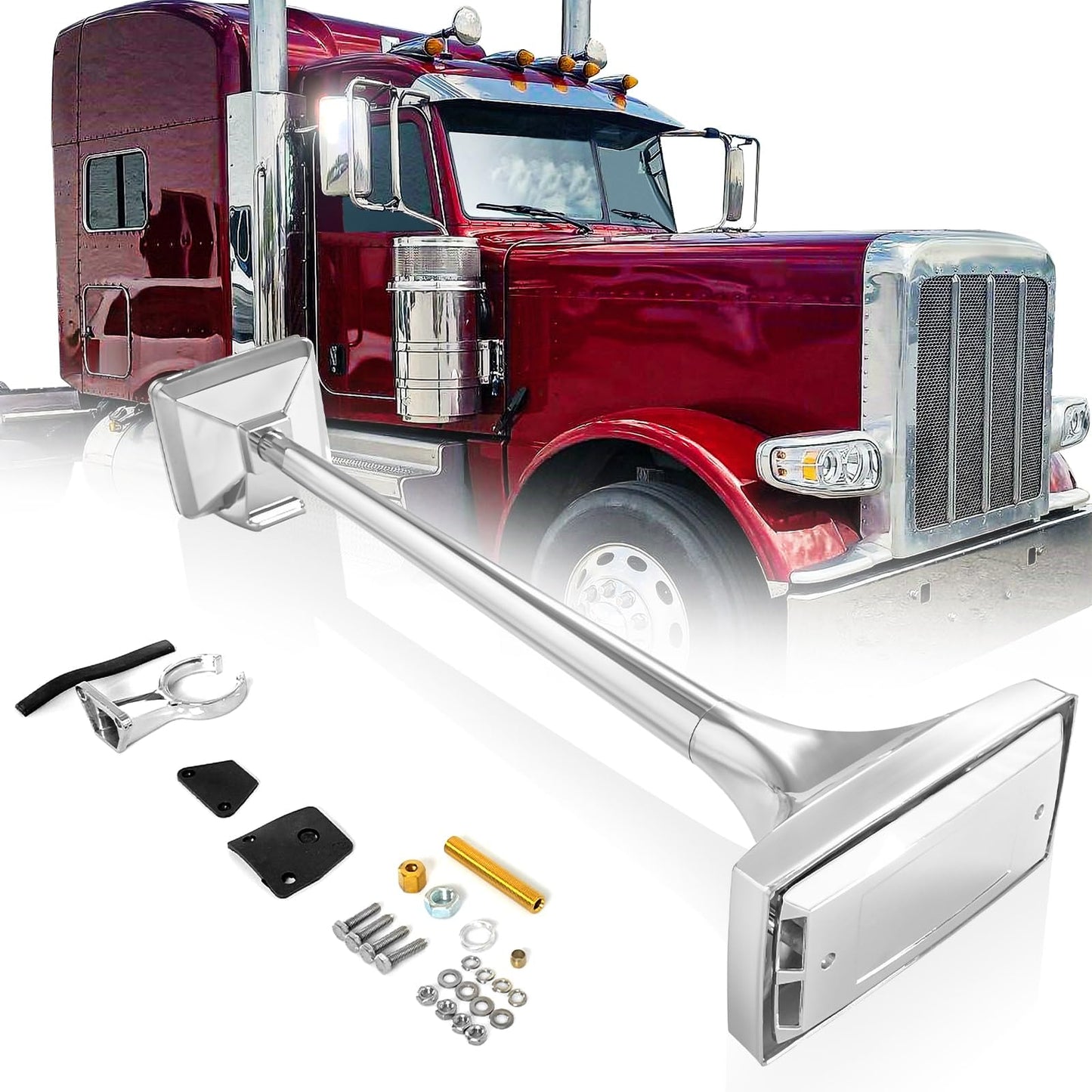 12V 150dB Single Trumpet Air Horn – Chrome Plated, Waterproof (Universal) - RoadWest Truck Parts - B0B9H2H23H - High Soar