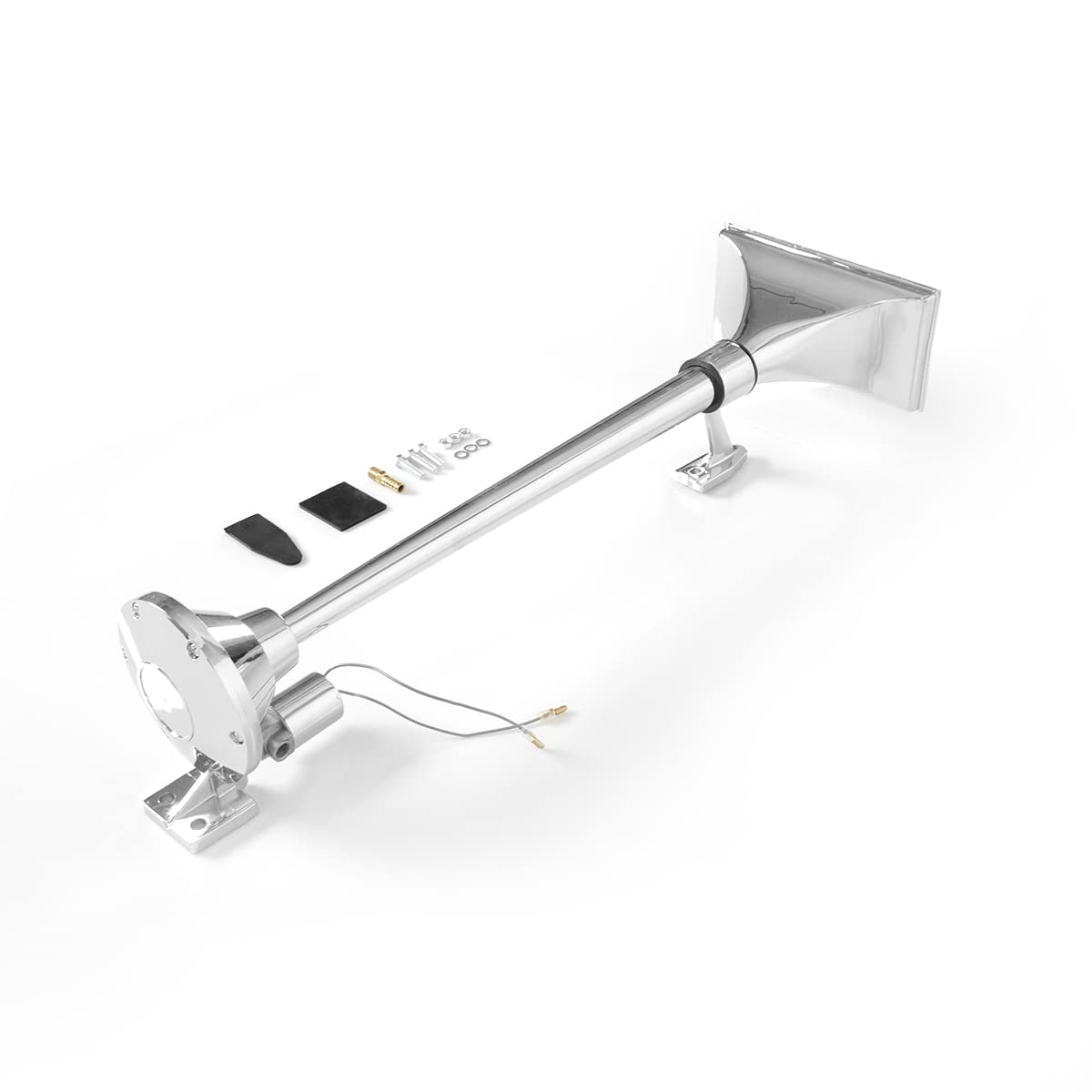 12V 150dB Single Trumpet Air Horn – Waterproof, Chrome Plated (25.1") (Universal) - RoadWest Truck Parts - B0B9H2K613 - High Soar