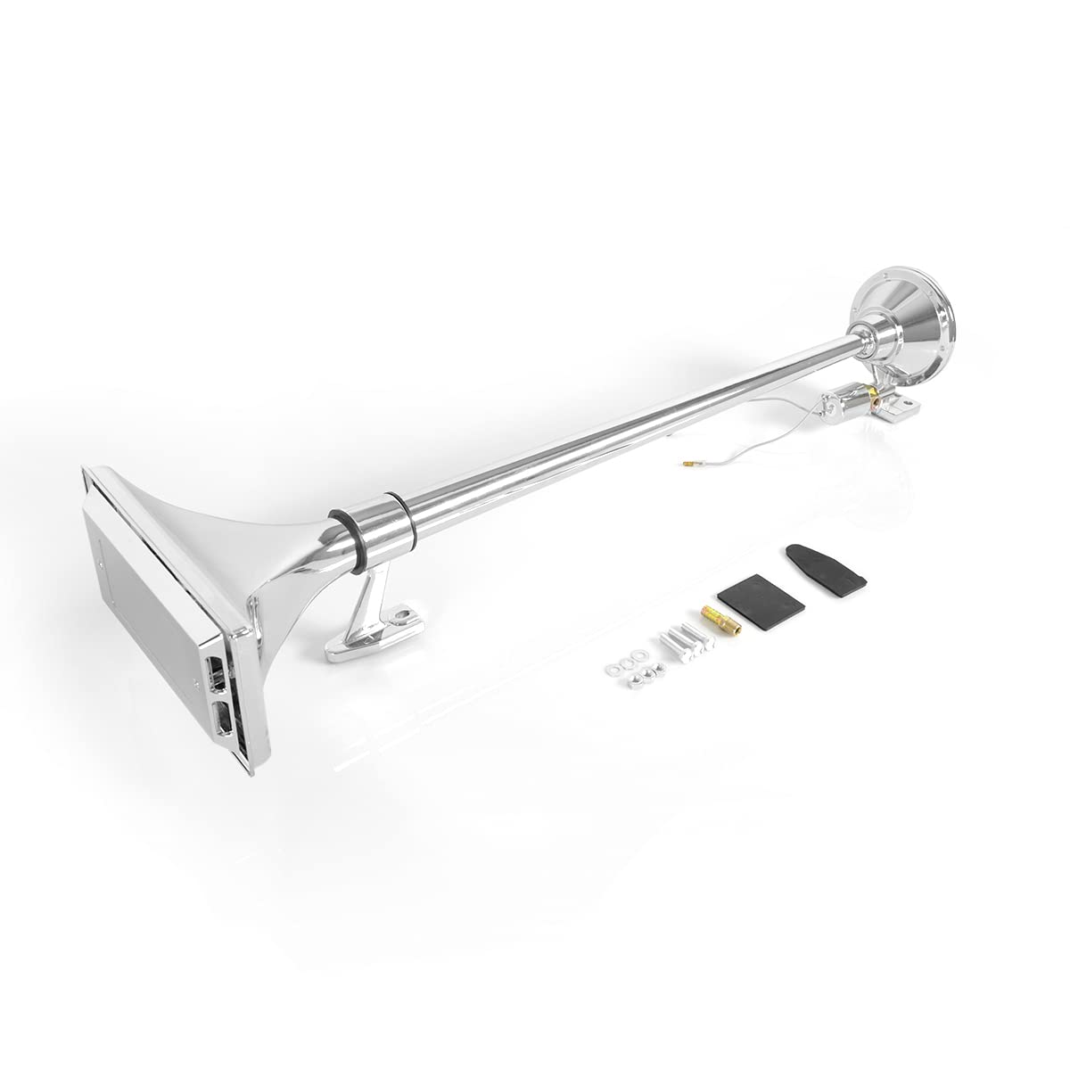 12V 150dB Single Trumpet Air Horn – Waterproof, Chrome Plated (25.1") (Universal) - RoadWest Truck Parts - B0B9H3KK3B - High Soar