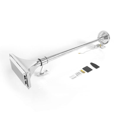 12V 150dB Single Trumpet Air Horn – Waterproof, Chrome Plated (25.1") (Universal) - RoadWest Truck Parts - B0B9H3KK3B - High Soar