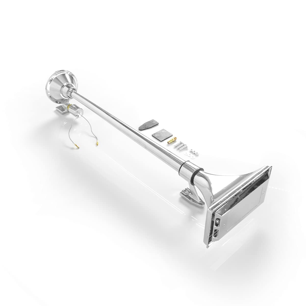 12V 150dB Single Trumpet Air Horn – Waterproof, Chrome Plated (25.1") (Universal) - RoadWest Truck Parts - B0B9H3KK3B - High Soar