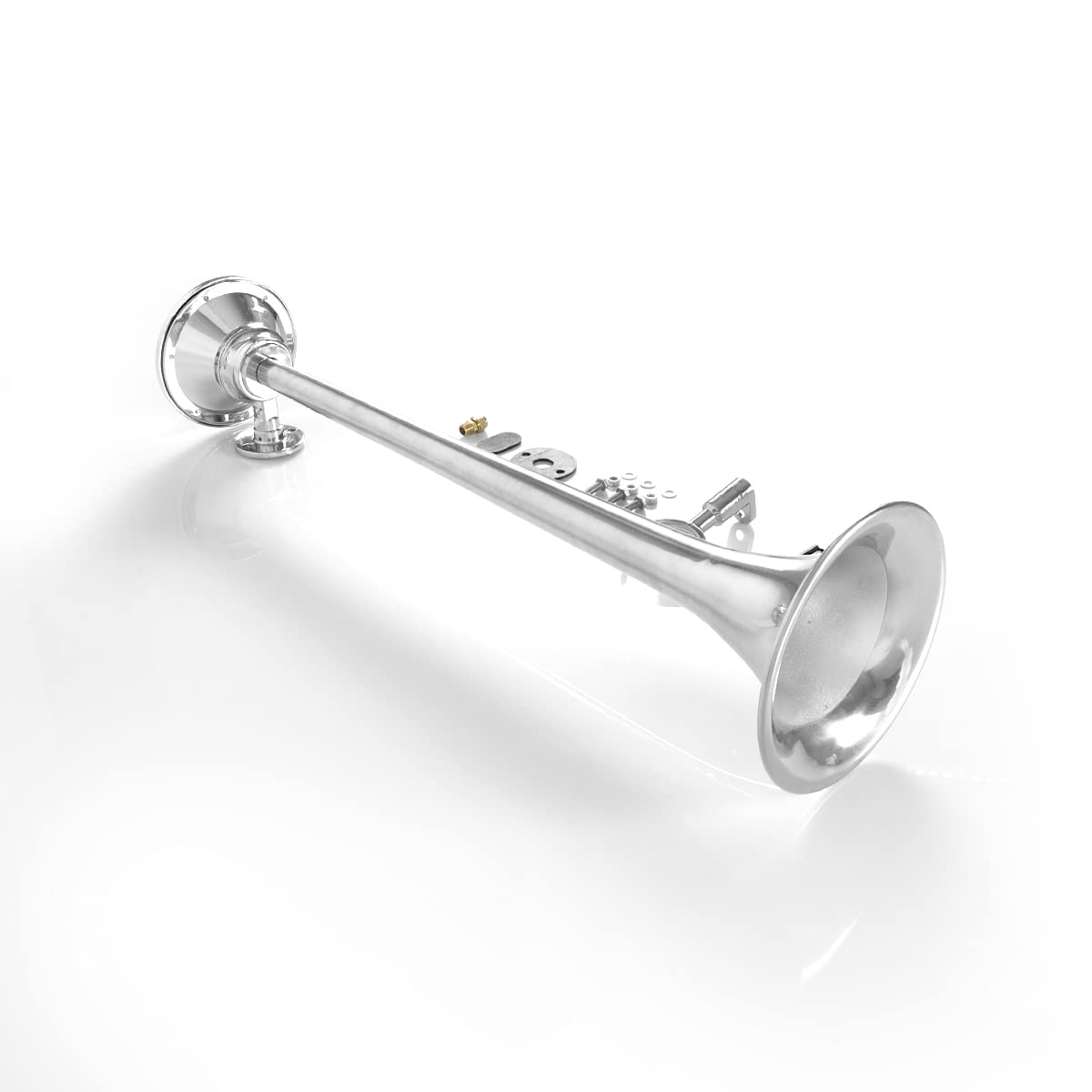 12V 150dB Single Trumpet Air Horn – Waterproof, Chrome Plated (25.1") (Universal) - RoadWest Truck Parts - B0B9H3KK3B - High Soar