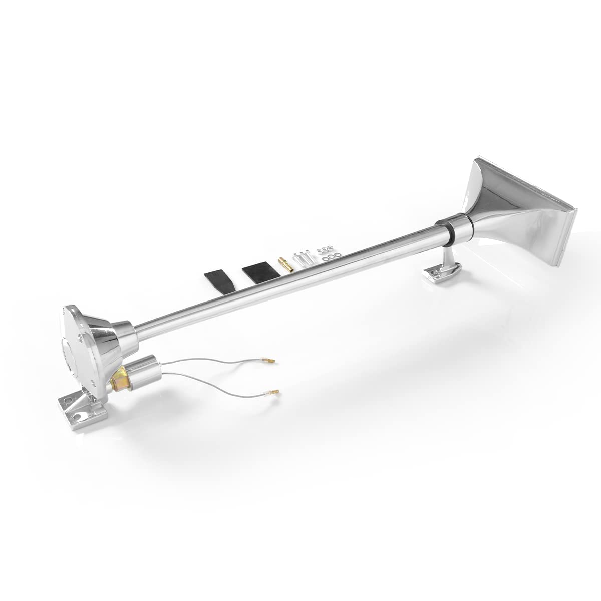 12V 150dB Single Trumpet Air Horn – Waterproof, Chrome Plated (25.1") (Universal) - RoadWest Truck Parts - B0B9H3KK3B - High Soar