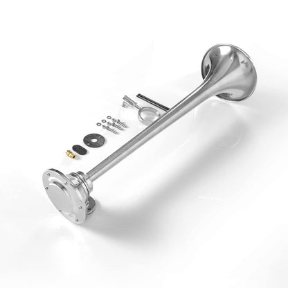 12V 150dB Single Trumpet Air Horn – Waterproof, Chrome Plated (25.1") (Universal) - RoadWest Truck Parts - B0B9H3KK3B - High Soar