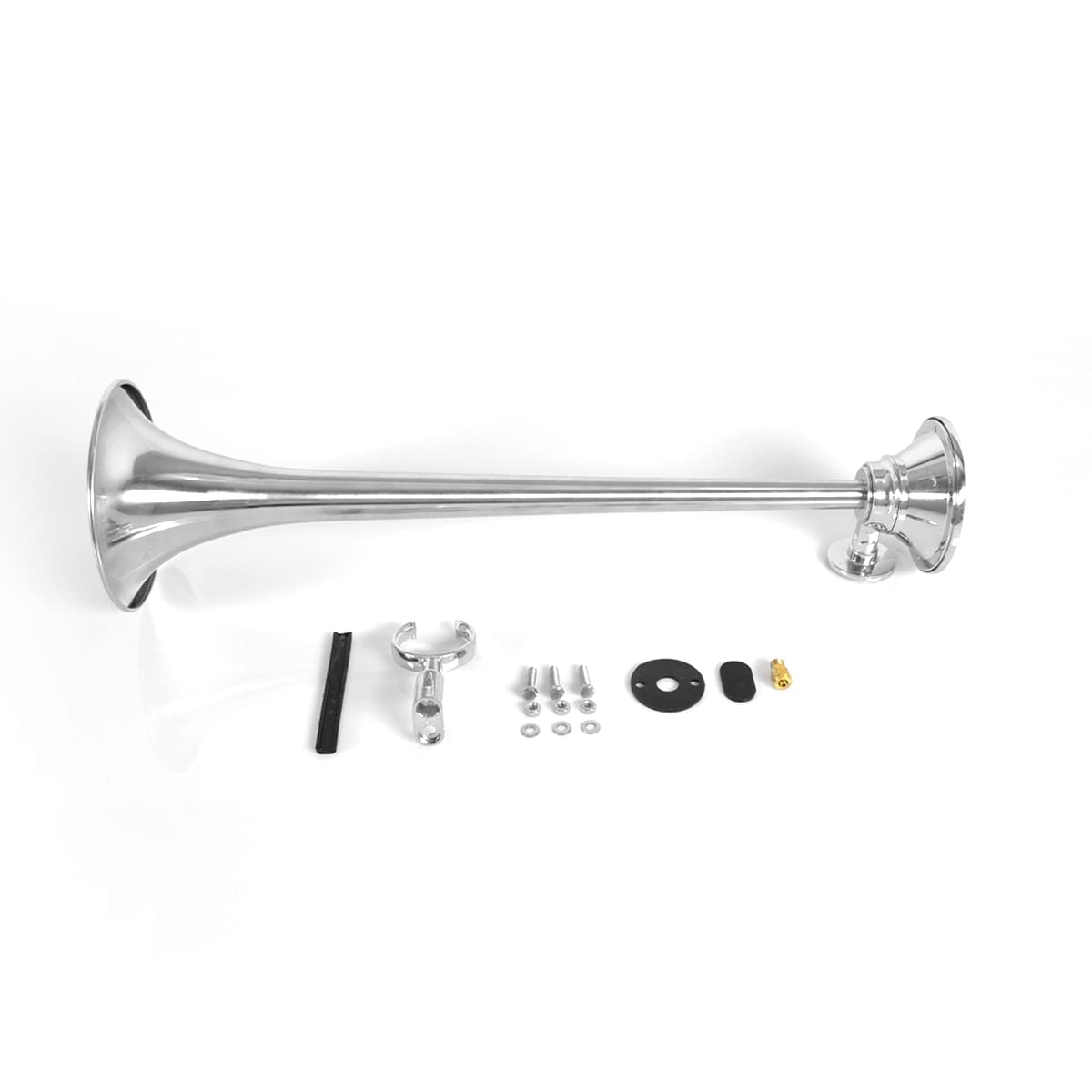 12V 150dB Single Trumpet Air Horn – Waterproof, Chrome Plated (25.1") (Universal) - RoadWest Truck Parts - B0B9H3KK3B - High Soar