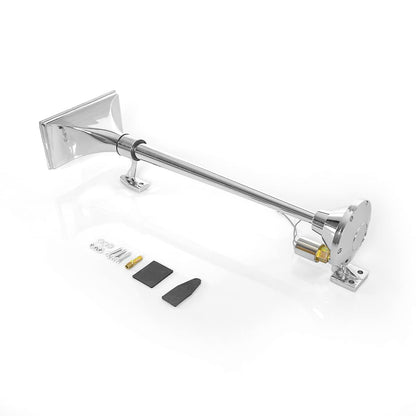 12V 150dB Single Trumpet Air Horn – Waterproof, Chrome Plated (25.1") (Universal) - RoadWest Truck Parts - B0B9H3KK3B - High Soar