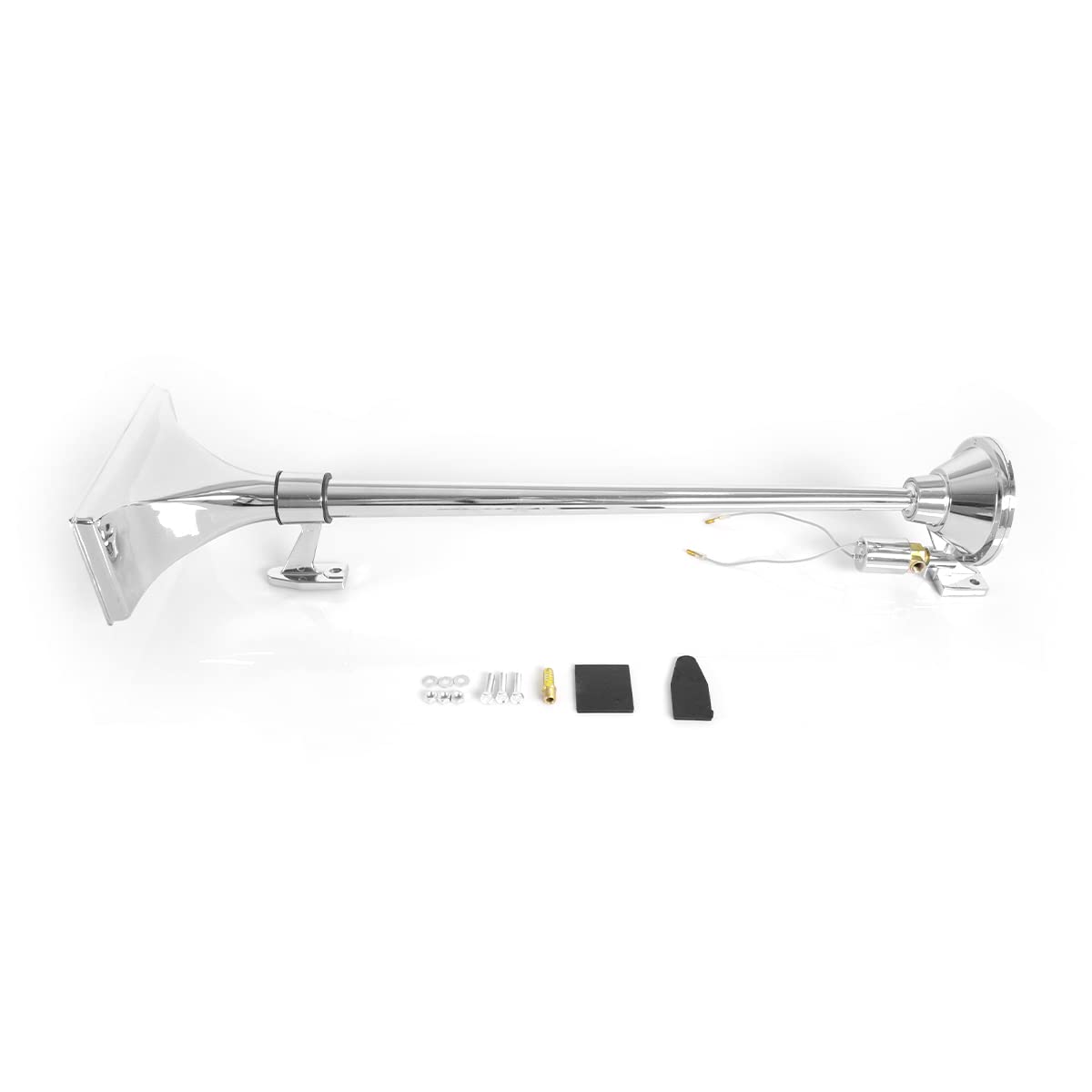 12V 150dB Single Trumpet Air Horn – Waterproof, Chrome Plated (25.1") (Universal) - RoadWest Truck Parts - B0B9H3KK3B - High Soar