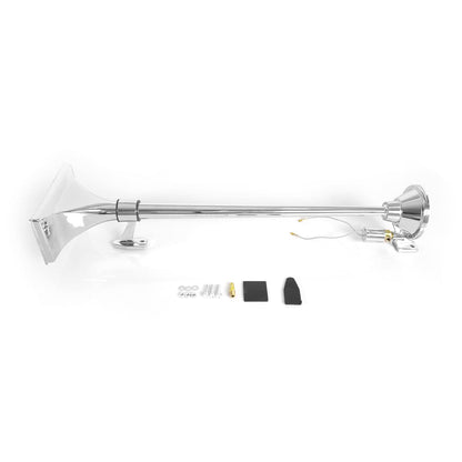 12V 150dB Single Trumpet Air Horn – Waterproof, Chrome Plated (25.1") (Universal) - RoadWest Truck Parts - B0B9H3KK3B - High Soar