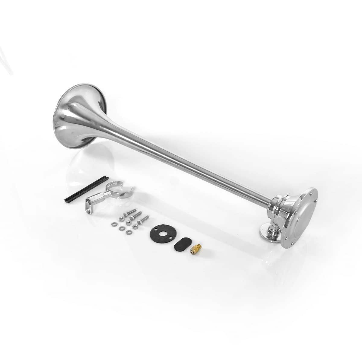 12V 150dB Single Trumpet Air Horn – Waterproof, Chrome Plated (25.1") (Universal) - RoadWest Truck Parts - B0B9H528SJ - High Soar