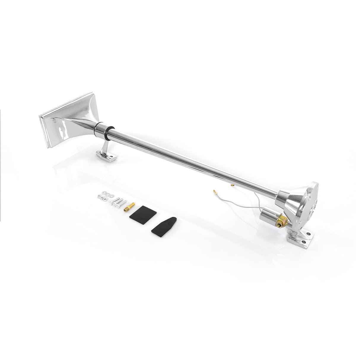 12V 150dB Single Trumpet Air Horn – Waterproof, Chrome Plated (25.1") (Universal) - RoadWest Truck Parts - B0B9H5TBJJ - High Soar