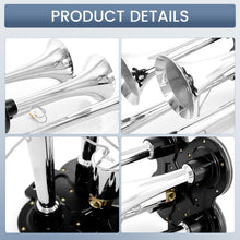 12V/24V 150dB 4 - Trumpet Train Air Horn Kit w/ Compressor (Universal) - RoadWest Truck Parts - YY-312-03E - High Soar