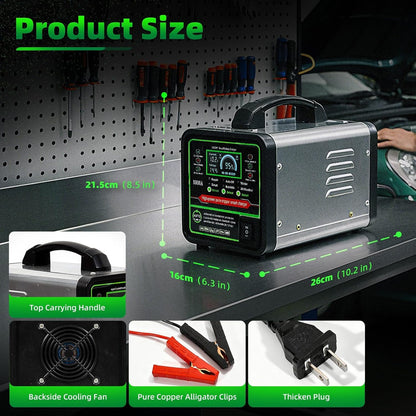 12V/24V Smart Car Battery Charger 0–15A – LCD Trickle Charger & Maintainer - RoadWest Truck Parts - B0FT3WDJ76 - High Soar