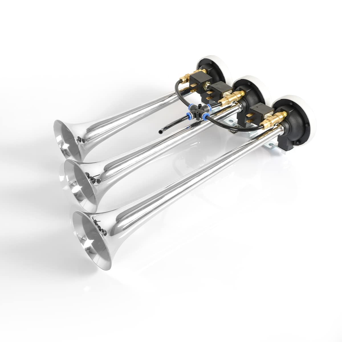 150dB 3 - Trumpet Air Horn Kit – 12V/24V (Universal Truck/Car/Boat) - RoadWest Truck Parts - B0B9H36PBD - High Soar