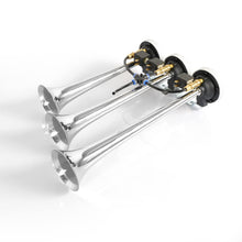 150dB 3 - Trumpet Air Horn Kit – 12V/24V (Universal Truck/Car/Boat) - RoadWest Truck Parts - B0B9H36PBD - High Soar