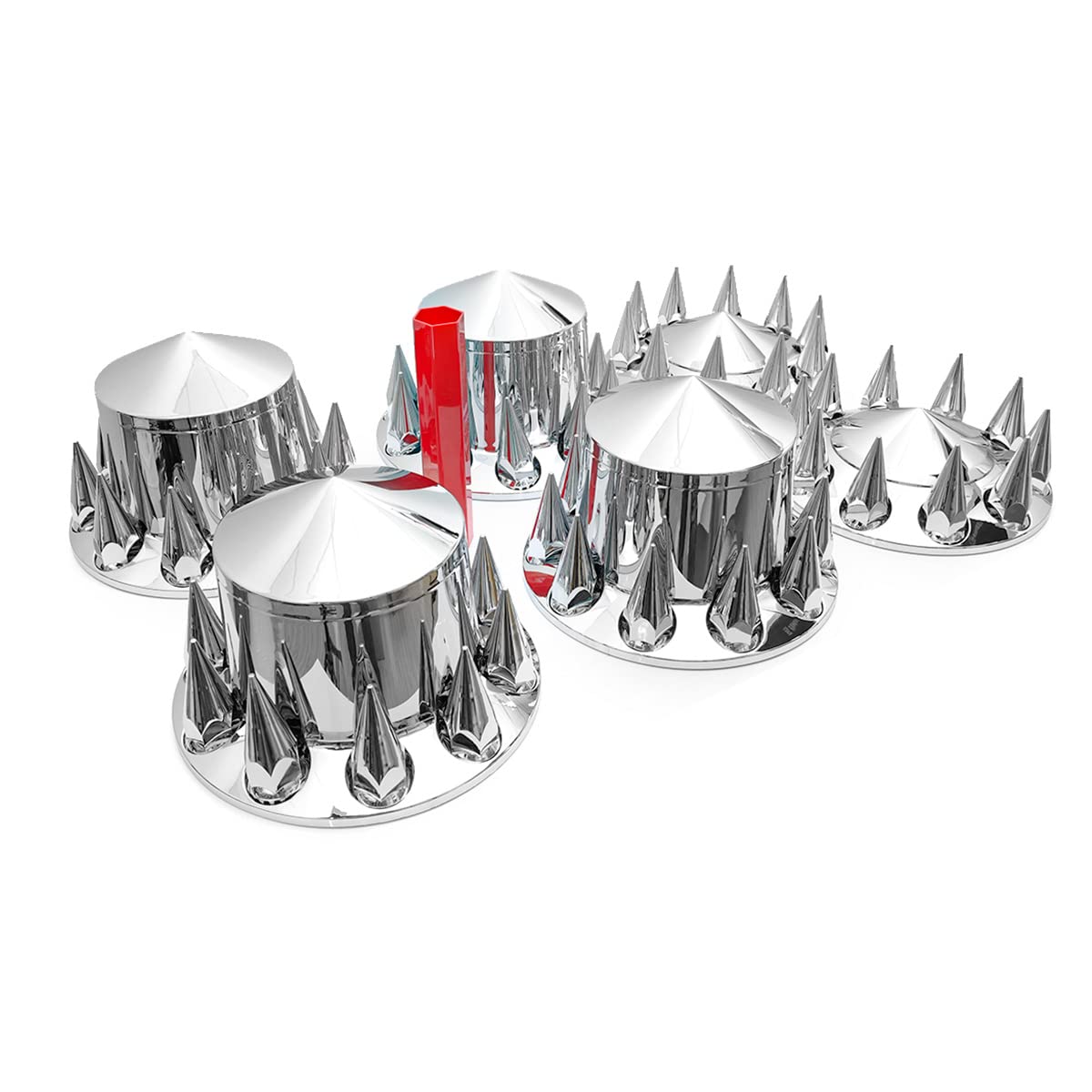 High Soar 33mm Chrome Lug Nut Covers for Semi Trucks – Front Axle Set (Screw‑on ABS)