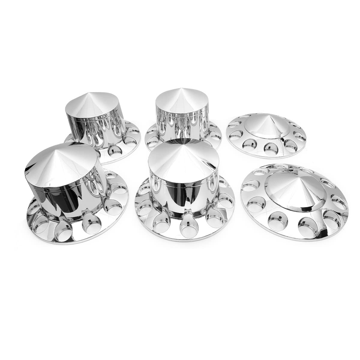 High Soar 33mm Chrome Lug Nut Covers for Semi Trucks – Front Axle Set (Screw‑on ABS)