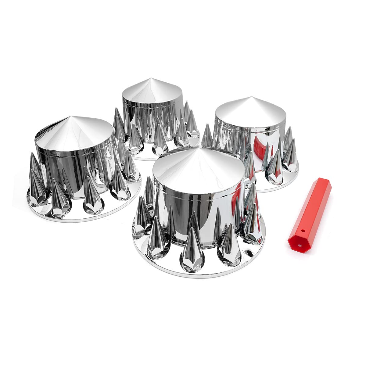 High Soar 33mm Chrome Lug Nut Covers for Semi Trucks – Front Axle Set (Screw‑on ABS)