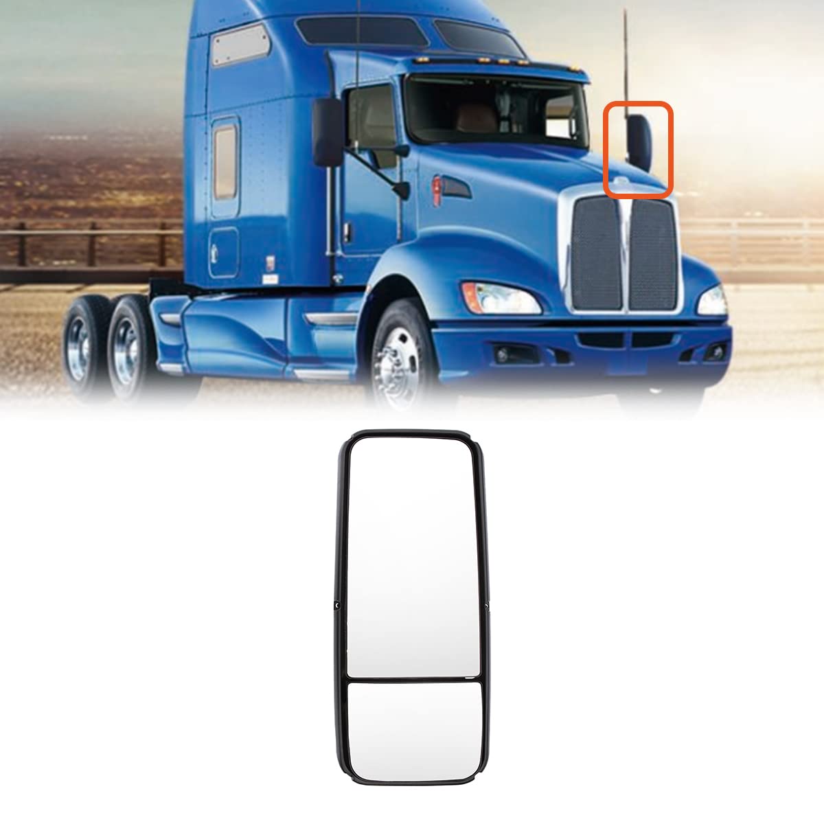 ROADWEST Black Heated Door Mirror for Kenworth T660 T600 T800 T170 T270 T370 T440 T470 – Driver Side (Left) – High Soar - RoadWest Truck Parts