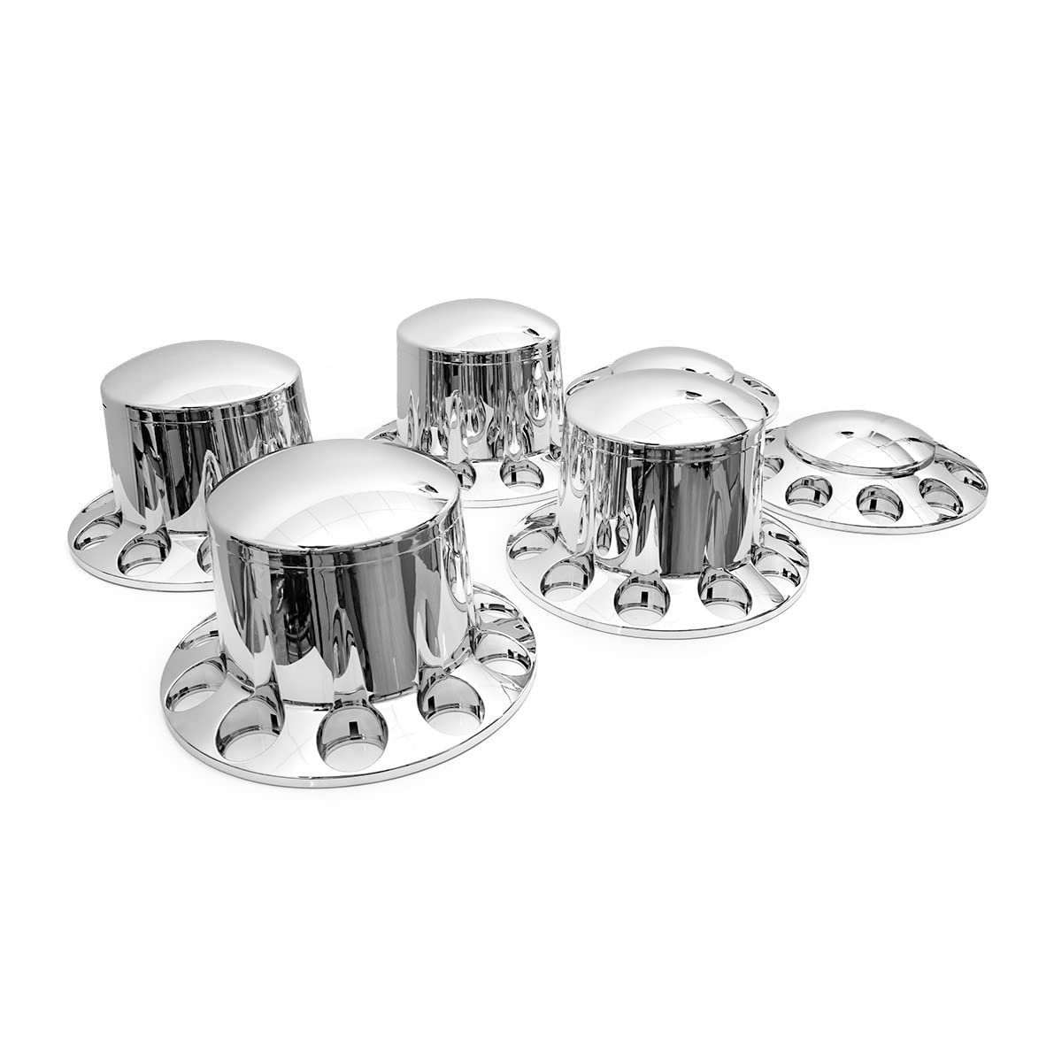 High Soar 33mm Chrome Lug Nut Covers for Semi Trucks – Front Axle Set (Screw‑on ABS)