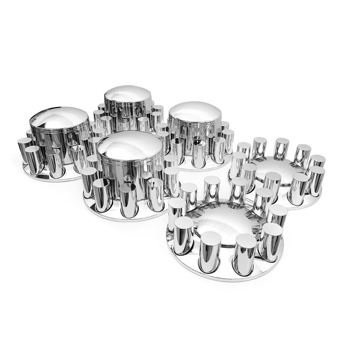 High Soar 33mm Chrome Lug Nut Covers for Semi Trucks – Front Axle Set (Screw‑on ABS)