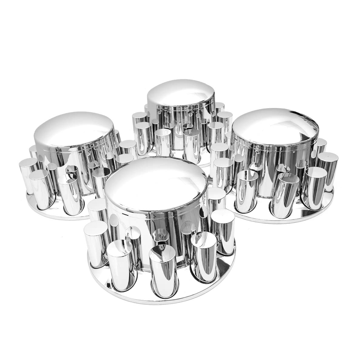High Soar 33mm Chrome Lug Nut Covers for Semi Trucks – Front Axle Set (Screw‑on ABS)