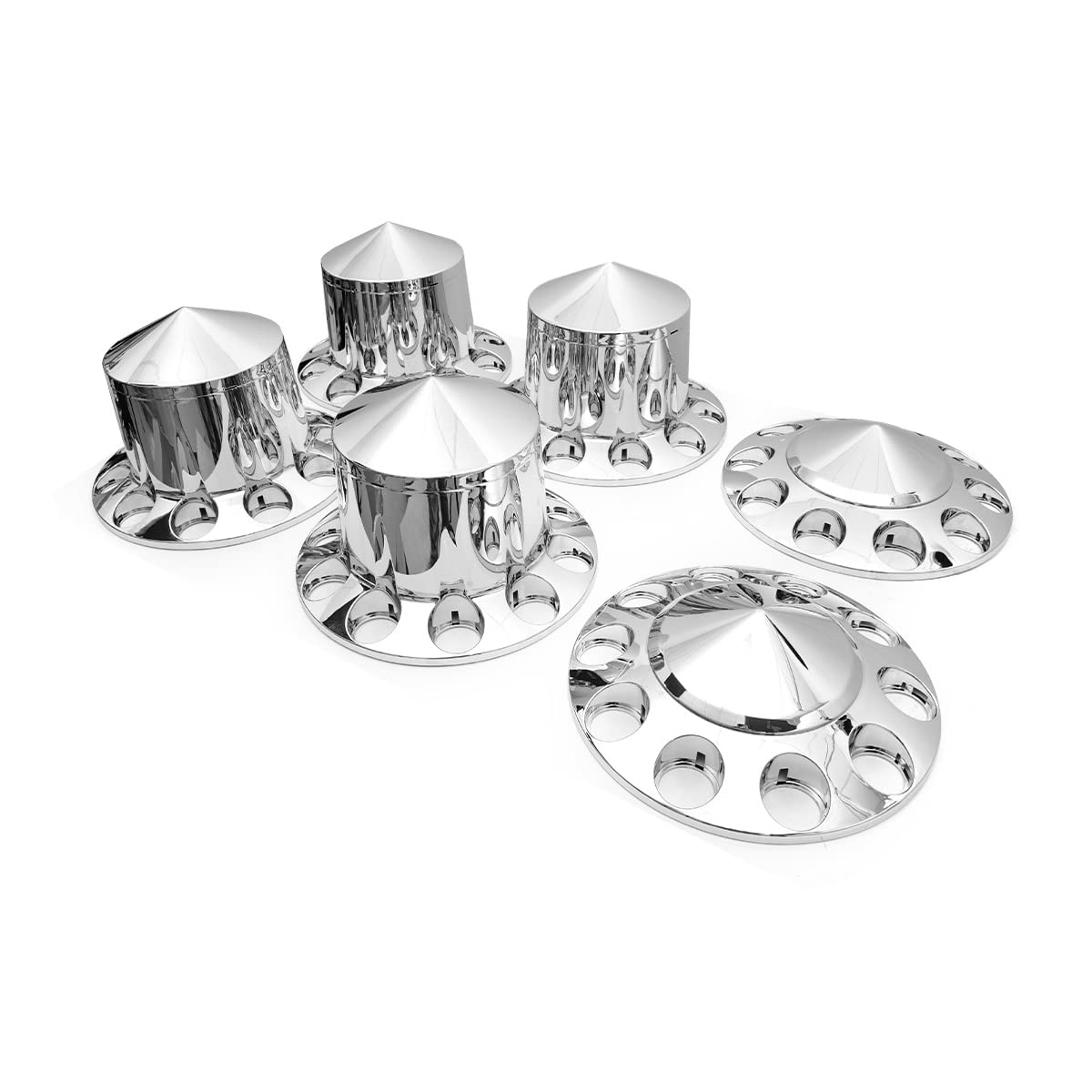High Soar 33mm Chrome Lug Nut Covers for Semi Trucks – Front Axle Set (Screw‑on ABS)