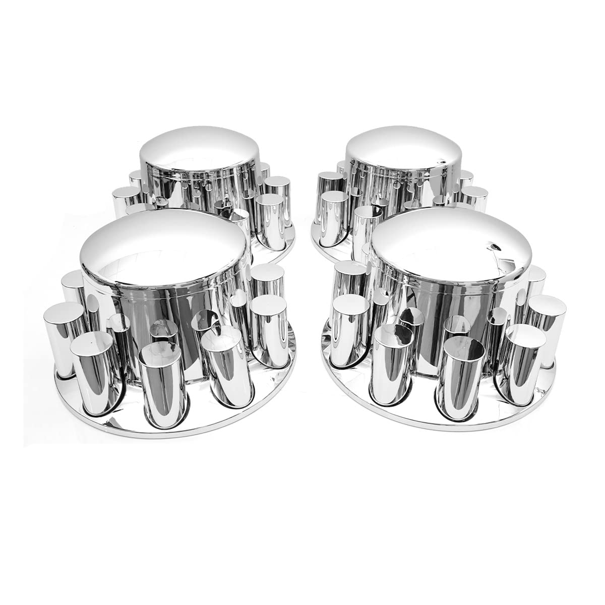 High Soar 33mm Chrome Lug Nut Covers for Semi Trucks – Front Axle Set (Screw‑on ABS)