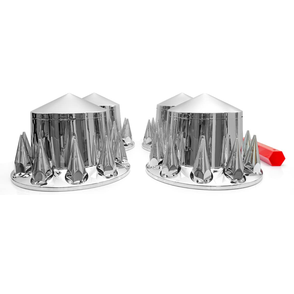 High Soar 33mm Chrome Lug Nut Covers for Semi Trucks – Front Axle Set (Screw‑on ABS)
