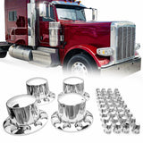 High Soar 33mm Chrome Lug Nut Covers for Semi Trucks – Front Axle Set (Screw‑on ABS)