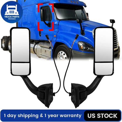 For Freightliner Cascadia Door Mirror – Black (2008–2016) Pair Set