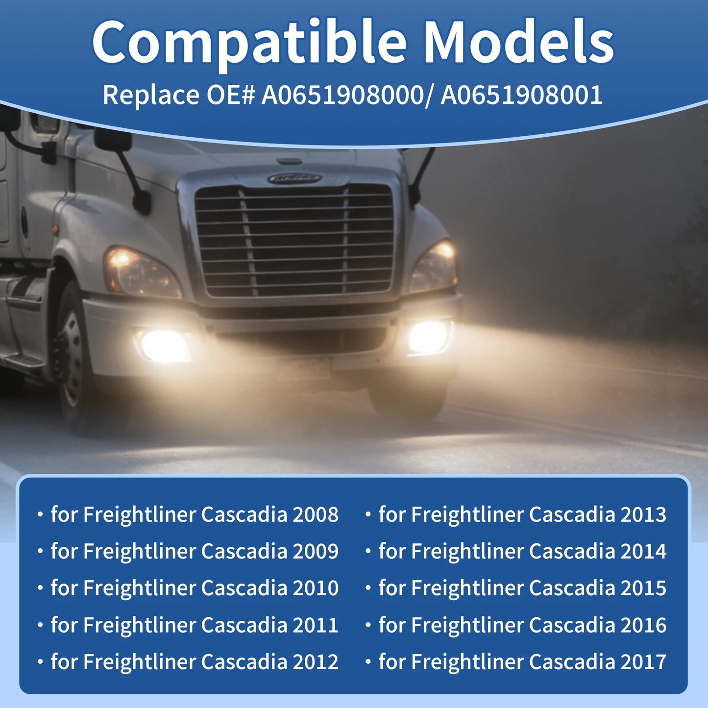 Freightliner Cascadia Front Fog Light Pair (2008–2017) – LED / Halogen