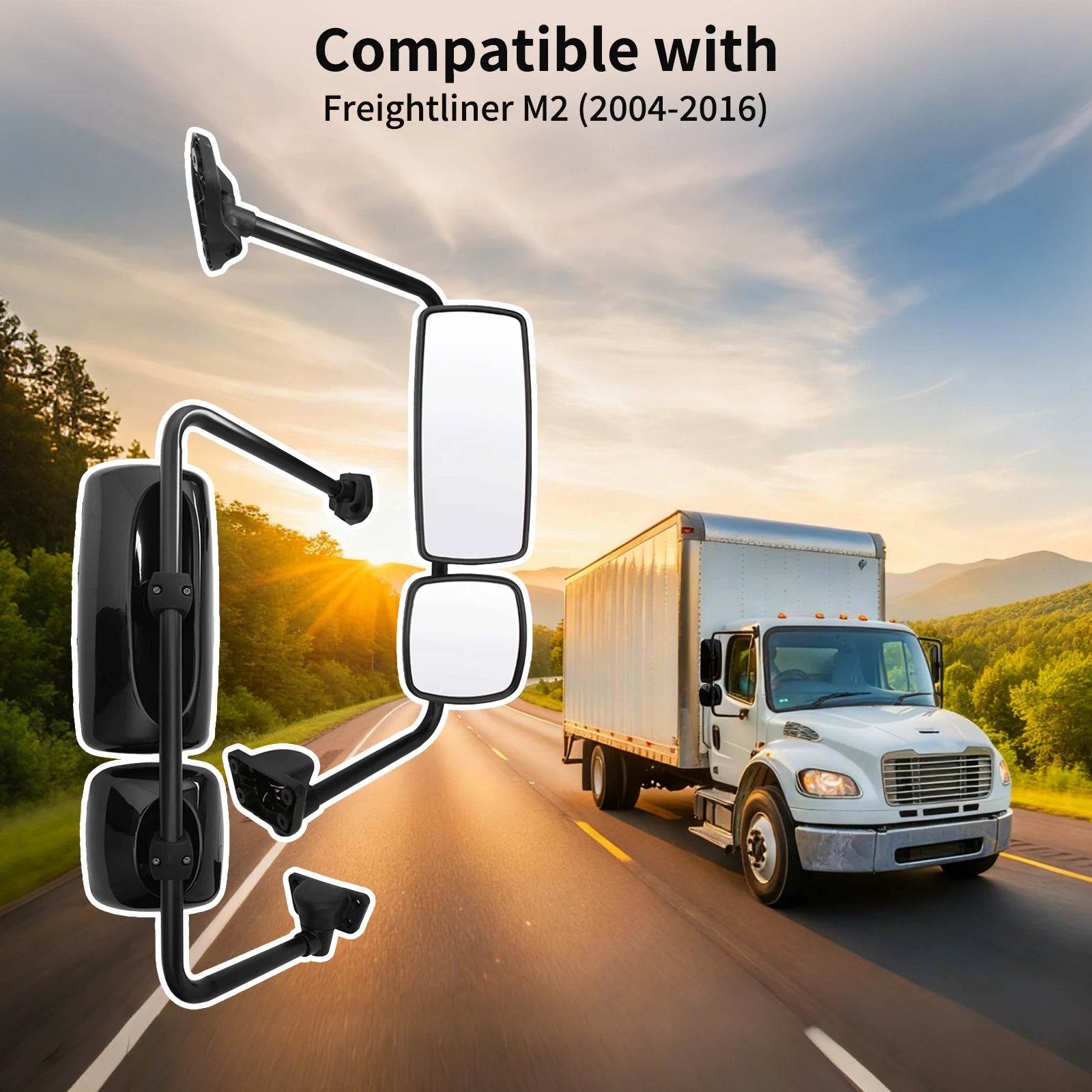 Freightliner M2 100/106 Door Mirror Assembly Heated Black Right Passenger Side Mirror with Arm