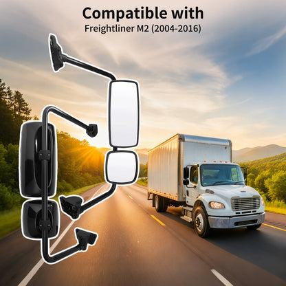 For Freightliner M2 100/106 Door Mirror Assembly Heated Black Right Passenger Side Mirror with Arm