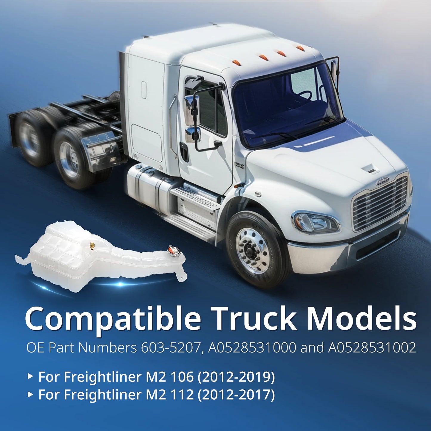 Freightliner M2 Coolant Reservoir Tank w/ Cap (2012–2019) – Replaces 603-5207 / A0528531000