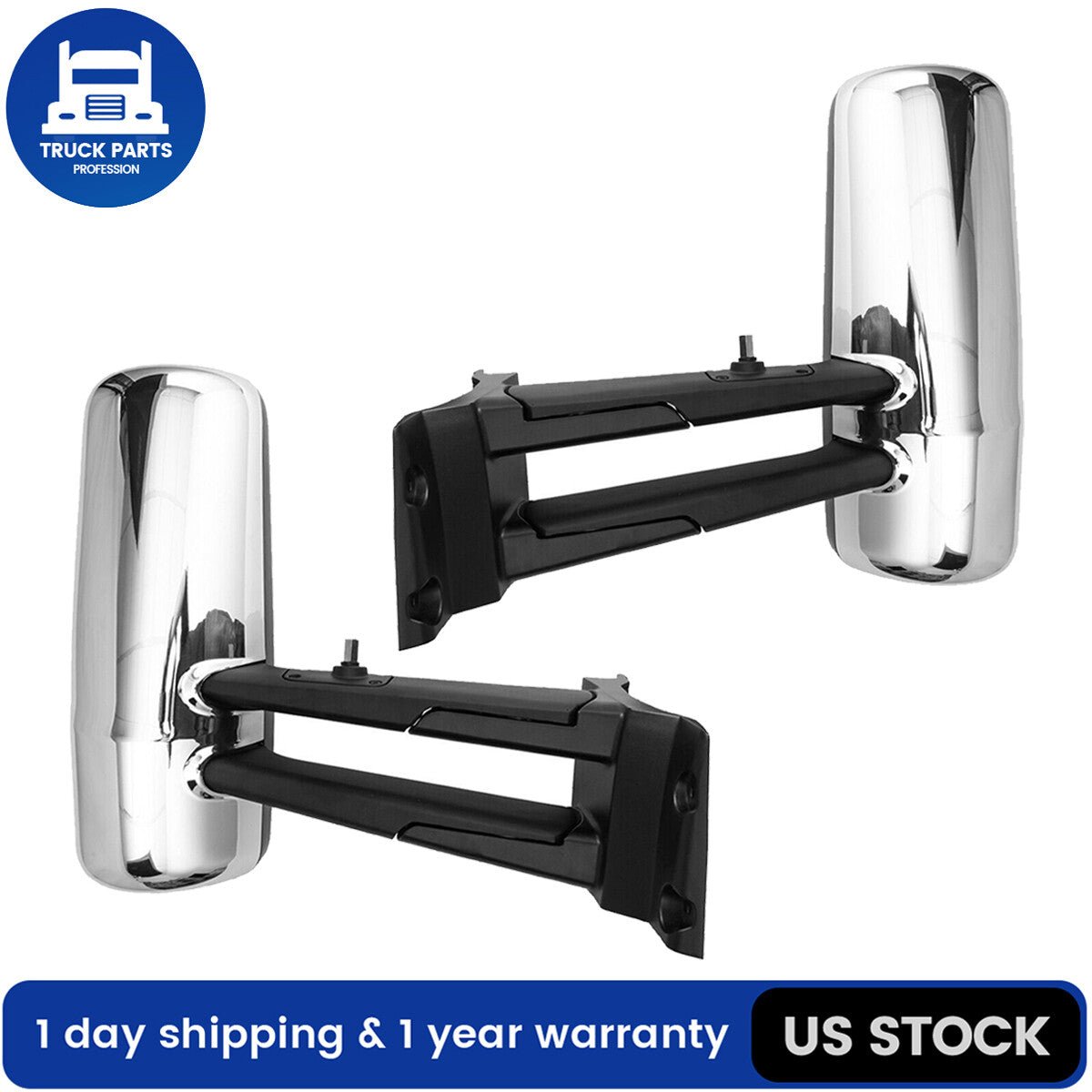 For Kenworth T680 / T880 Door Mirror Assembly Heated Chrome Arm Replacement A Pair