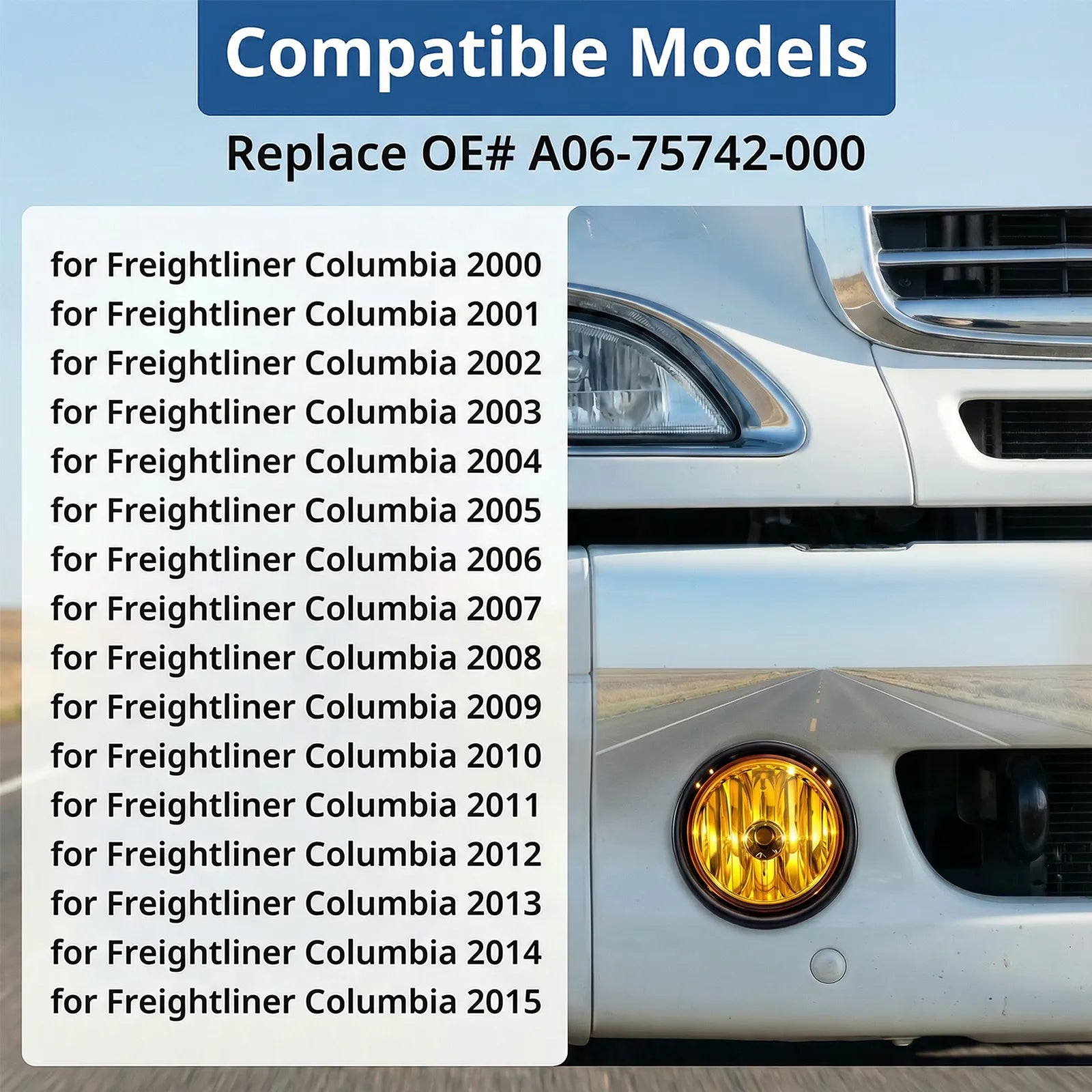 Freightliner Cascadia LED Fog Lights w/ Blue Accent, 2008–2017, Pair