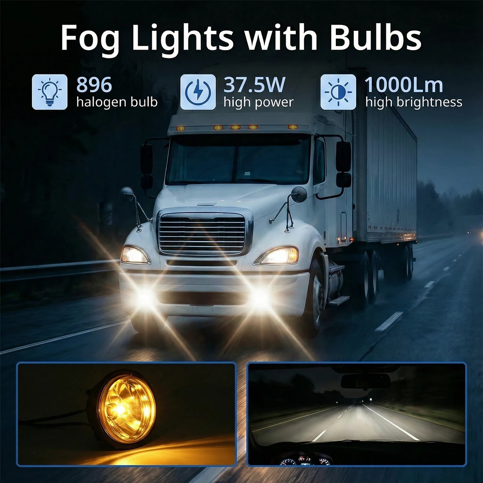 Freightliner Cascadia LED Fog Lights w/ Blue Accent, 2008–2017, Pair