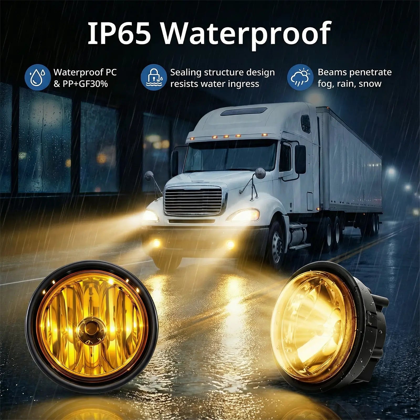 Freightliner Cascadia LED Fog Lights w/ Blue Accent, 2008–2017, Pair