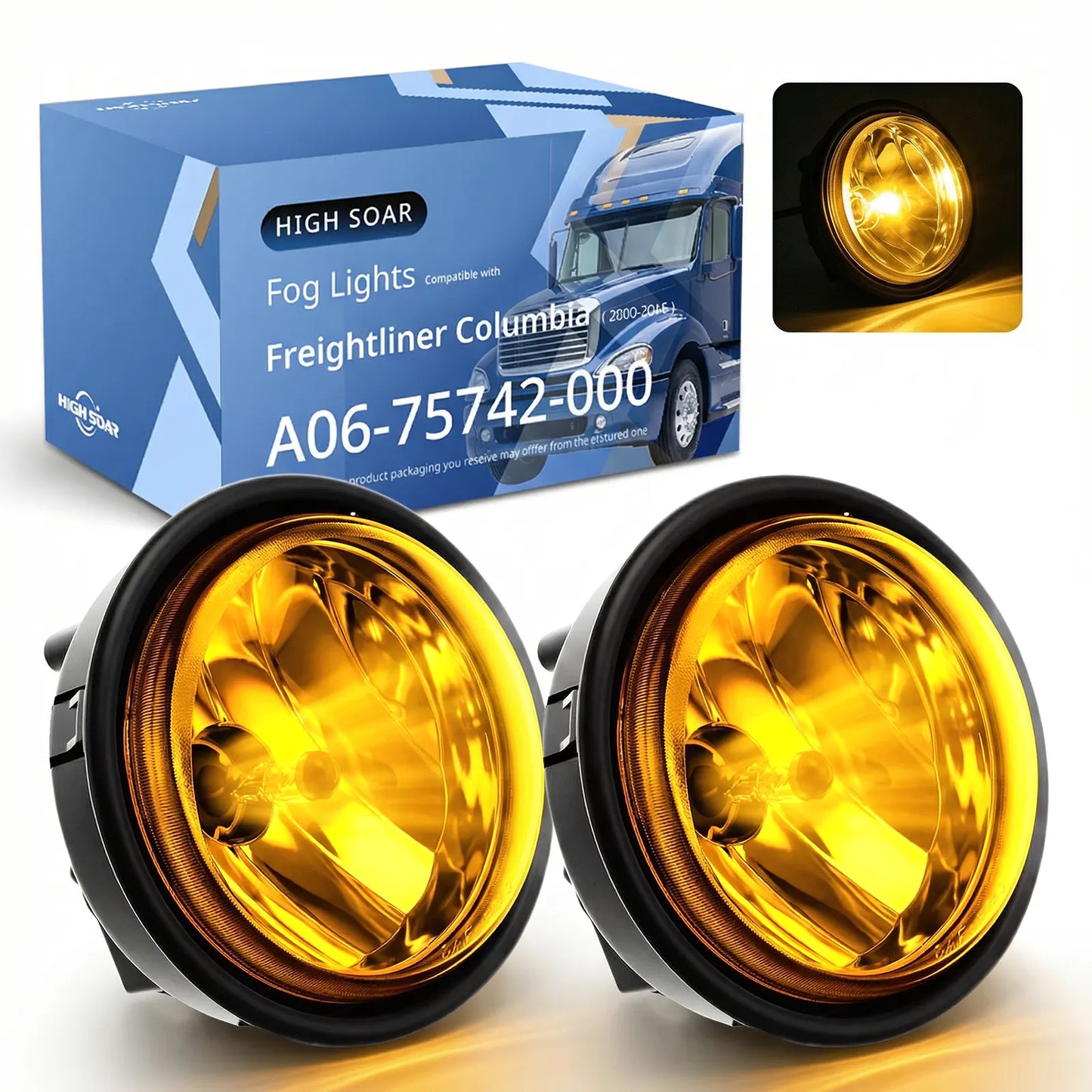 Freightliner Cascadia LED Fog Lights w/ Blue Accent, 2008–2017, Pair