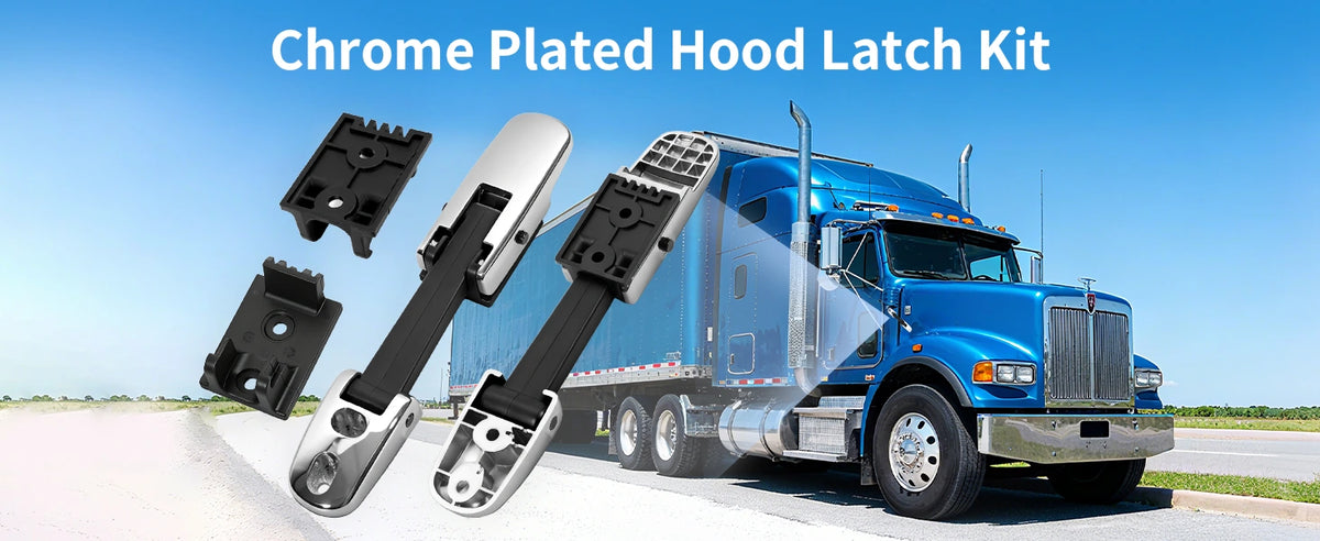 Kenworth Hood Latch Kit L+R – Chrome (T170/T270/T300/T370/T440/T470/T660) – OE Replacement