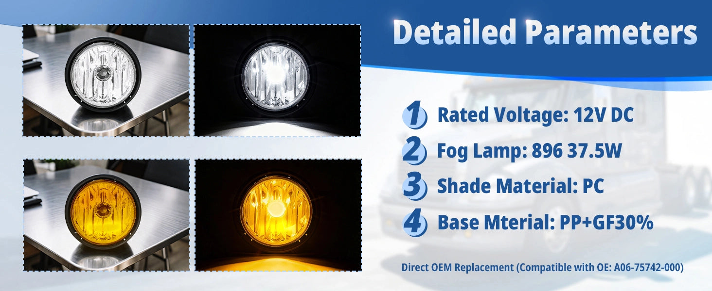 LED Fog Light Assembly for Freightliner Columbia (2008–2017) - Front Fog Lamps (Pair, Left & Right)