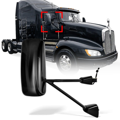 Kenworth T170–T800 Door Mirror – Power Heated, Chrome/Black