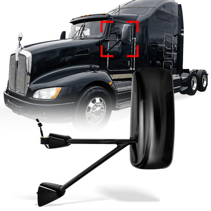 Kenworth T170–T800 Door Mirror – Power Heated, Chrome/Black