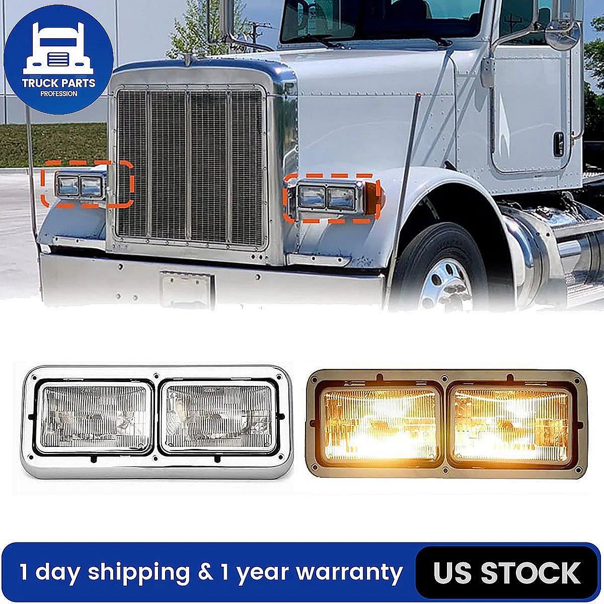 Kenworth T600/T800/W900L/W900B Halogen Headlights Pair – DOT Approved (4×6)