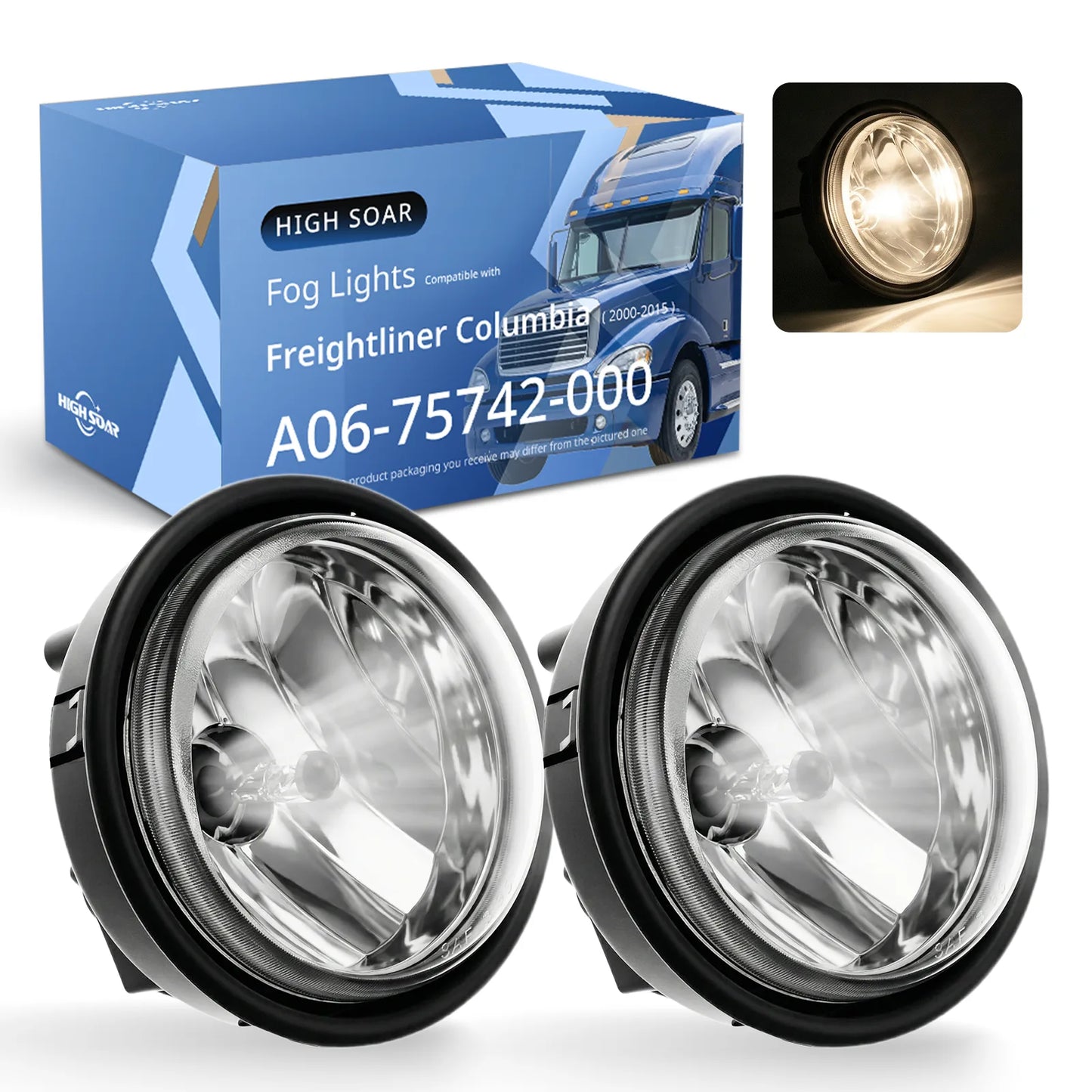 LED Fog Light Assembly for Freightliner Columbia (2008–2017) - Front Fog Lamps (Pair, Left & Right)